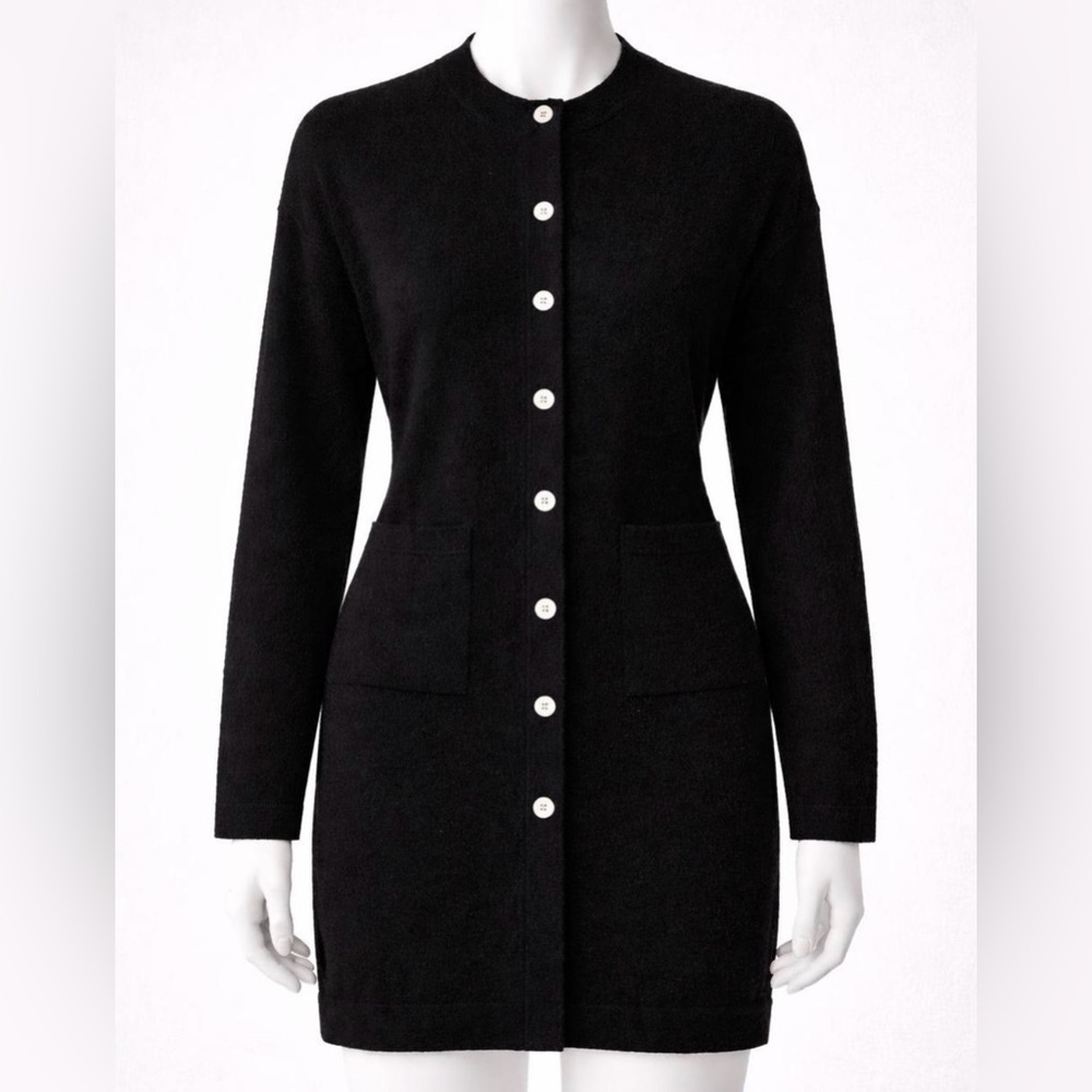 Murray Allan Longline Cardigan Black 36 Cashmere Minimalist Work Office Sweater
